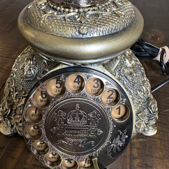 Vintage Inspired Rotary Phone-Ornate Brass Finish-Decorative Landline Phone - Picture 2 of 6